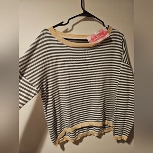 Elegant Striped Sweater in Black and Cream